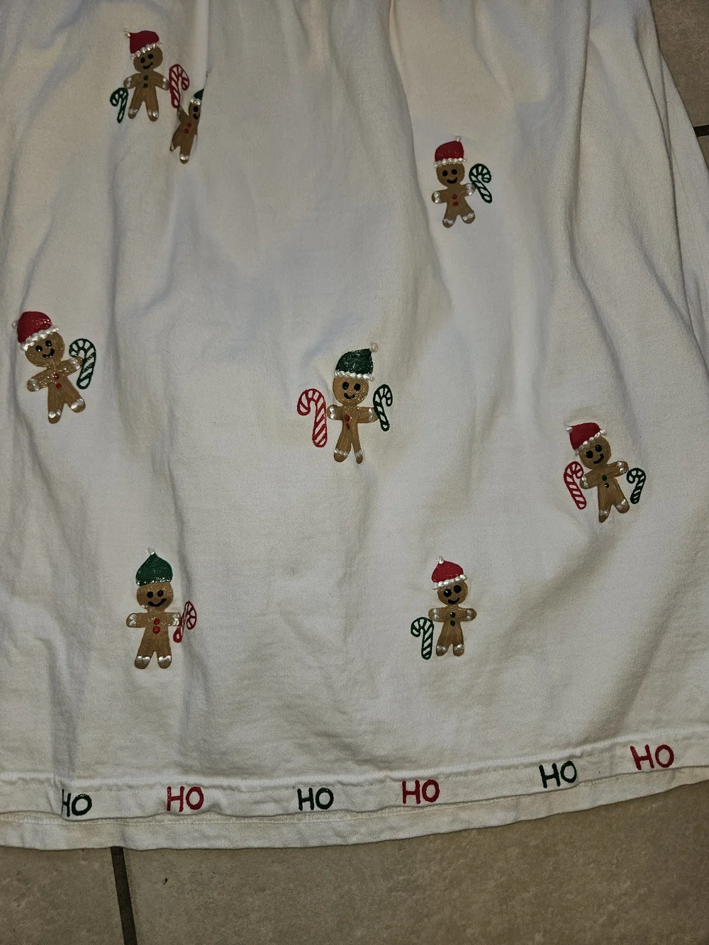 Girls White Handpainted Gingerbread Print Holiday Dress Size 6